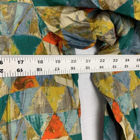 John Mark Shirt Womens Medium Multi Geometric Floral Patchwork Button Up Boho - Picture 4 of 8